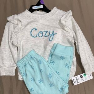Carter's White and Light Blue Cozy Set
